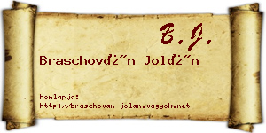 Braschován Jolán névjegykártya